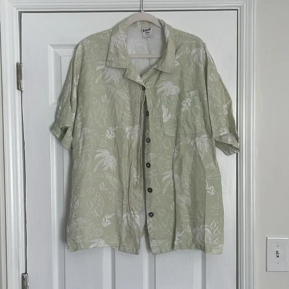 NWOT Kulani Kinis OVERSIZED LINEN SHIRT - COCO MATCHA - Picture 6 of 7